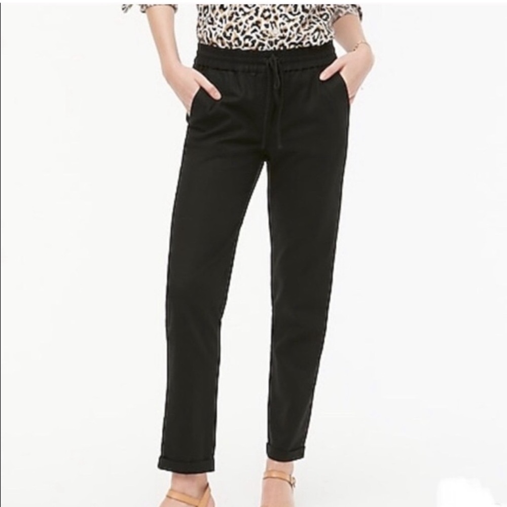 J.‎ Crew Linen-Cotton Blend Drawstring Pant with pockets | Black | Size 8